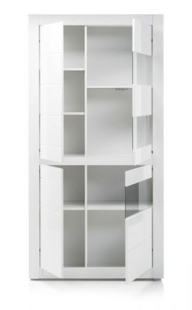 Vitrine Nobile in wei� Hochglanz und Stone Design grau Vitrinenschrank 100 x 198 cm