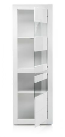Vitrine Nobile in wei� Hochglanz und Stone Design grau Vitrinenschrank 66 x 198 cm