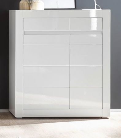 Kommode Nobile in wei� Hochglanz und Stone Design grau 100 x 112 cm