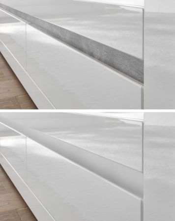 TV-Lowboard Nobile in Hochglanz Wei� mit Wei� oder Stone Design, Komforth�he und Soft-Close 150 x 63 cm