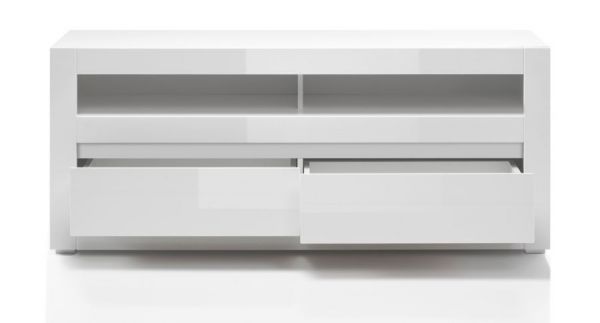 TV-Lowboard Nobile in Hochglanz Wei� mit Wei� oder Stone Design, Komforth�he und Soft-Close 150 x 63 cm