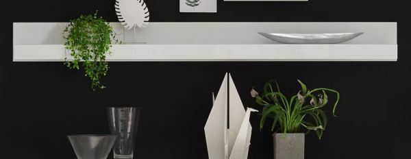 Wandboard Nobile in wei� Hochglanz Wandregal 217 x 22 cm