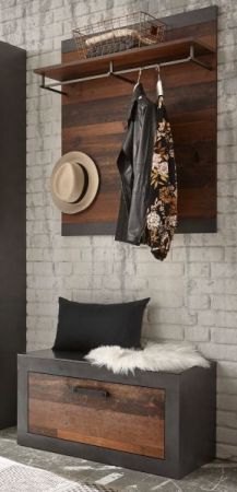 Garderobenpaneel Ward in Old Used Wood Shabby Design mit Matera grau Wandgarderobe 80 x 100 cm