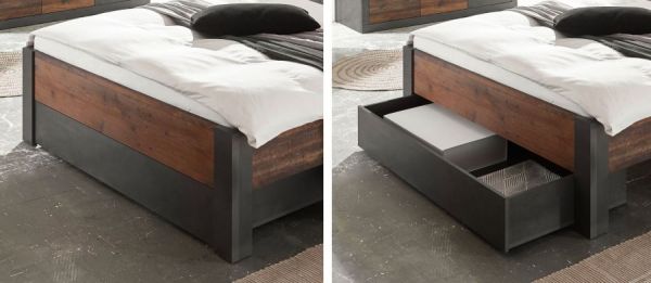 Bett Ward in Old Used Wood Shabby Design mit Matera grau Einzelbett Liegefl�che 140 x 200 cm