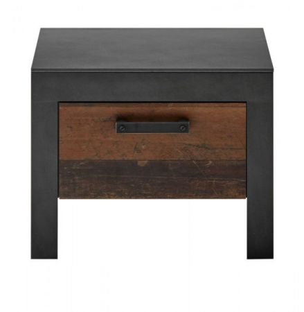 Nachttisch Ward in Old Used Wood Shabby Design mit Matera grau Nachtkommode mit Schubkasten 55 x 45 cm