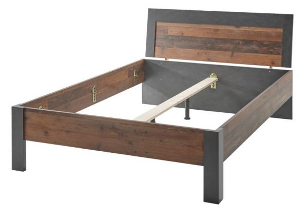 Bettanlage Ward in Used Wood Shabby und Matera grau Liegefl�che 140 x 200 cm Schlafzimmer Set 2-teilig