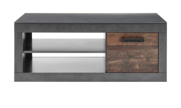 Couchtisch Ward in Old Used Wood Shabby Design mit Matera grau Beistelltisch 110 x 63 cm