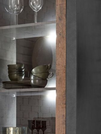 Wohnwand Ward in Old Used Wood Shabby Design mit Matera grau Schrankwand 4-teilig 330 x 201 cm