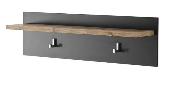 Garderobenpaneel Beveren in Kastanie und Fresco grau Flur Wandgarderobe 80 x 23 cm