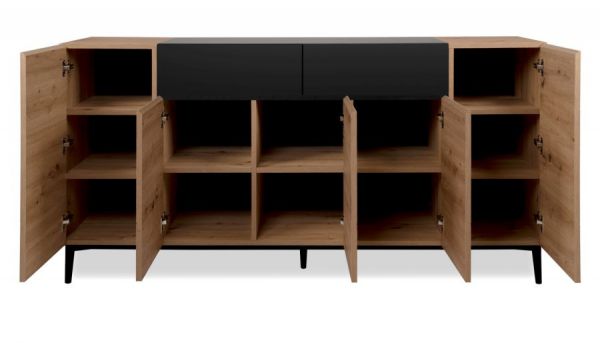 Sideboard Liam in Artisan Eiche und schwarz Anrichte 180 x 90 cm