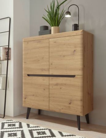 Highboard Ronson in Artisan Eiche und schwarz skandinavisch 107 x 134 cm