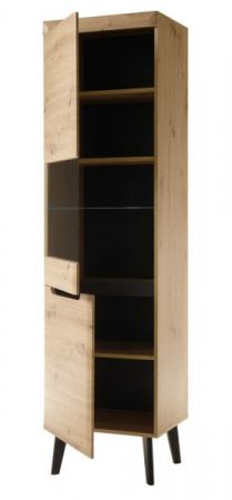Wohnwand Ronson in Artisan Eiche und schwarz Wohnkombination 4-teilig skandinavisch 360 x 197 cm