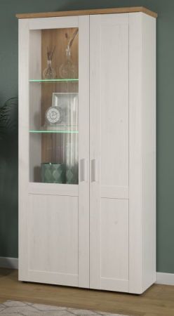 Vitrine Timber in Andersen Pinie wei� und Artisan Eiche Landhaus Vitrinenschrank 95 x 194 cm