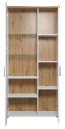 Vitrine Timber in Andersen Pinie wei� und Artisan Eiche Landhaus Vitrinenschrank 95 x 194 cm