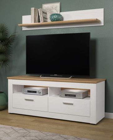 TV-Lowboard Timber in Andersen Pinie wei� und Artisan Eiche Landhaus TV-Unterteil mit Komforth�he 148 x 59 cm