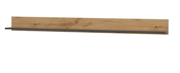 Wandboard Center in grau matt und Wotan Eiche Wandregal 170 x 15 cm