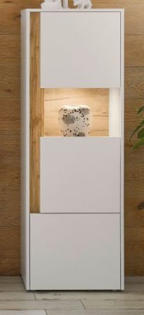 Vitrine Center in wei� und Wotan Eiche Vitrinenschrank 50 x 155 cm