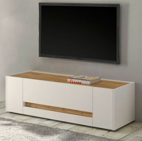 TV-Lowboard Center in wei� und Wotan Eiche TV-Unterteil 140 x 40 cm