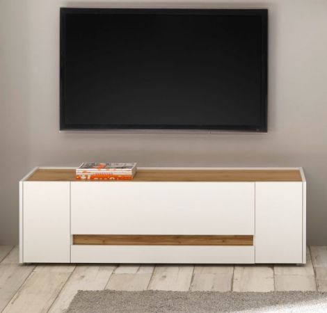 TV-Lowboard Center in wei� und Wotan Eiche TV-Unterteil 140 x 40 cm