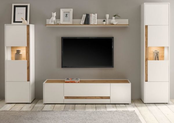 Wandboard Center in wei� und Wotan Eiche Wandregal 170 x 15 cm