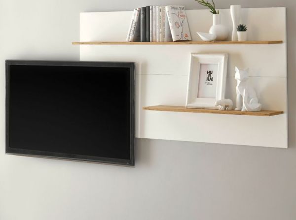 Wandpaneel Center in wei� und Wotan Eiche Wandboard 155 x 80 cm