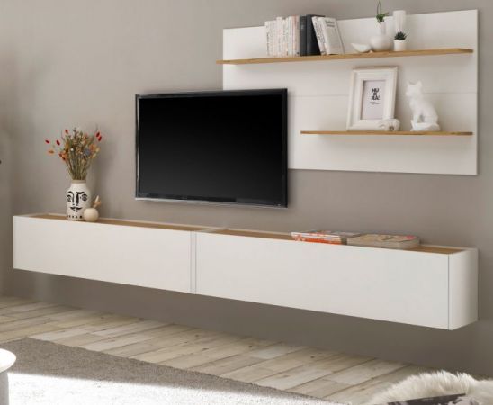 Wandpaneel Center in wei� und Wotan Eiche Wandboard 155 x 80 cm
