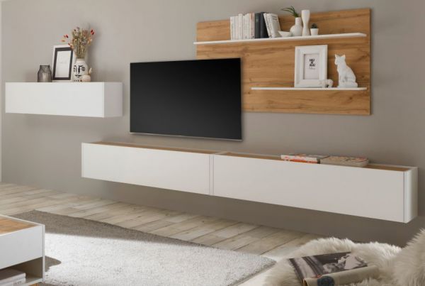Wandpaneel Center in Wotan Eiche und wei� Wandboard 155 x 80 cm