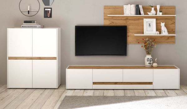 Wandpaneel Center in Wotan Eiche und wei� Wandboard 155 x 80 cm