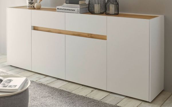 Sideboard Center in wei� und Wotan Eiche Kommode 220 x 87 cm