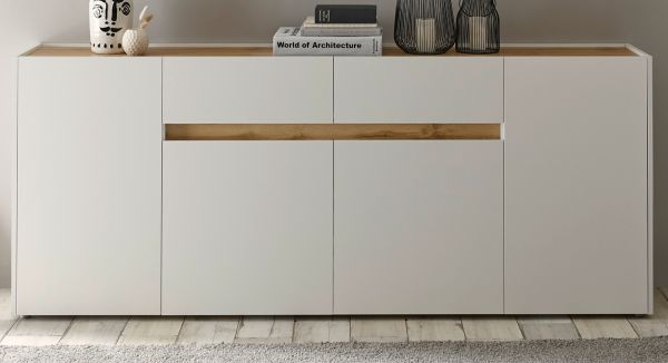 Sideboard Center in wei� und Wotan Eiche Kommode 220 x 87 cm