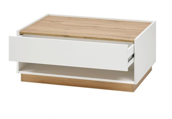 Couchtisch Center in wei� und Wotan Eiche Wohnzimmertisch 90 x 60 cm