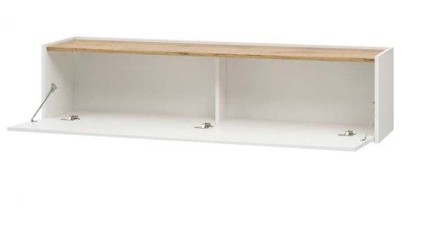 Wohnkombination Center in wei� und Wotan Eiche Wohnwand 5-teilig mit XXL-Board 340 x 180 cm