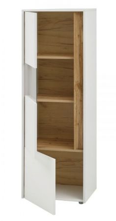 Wohnwand Center in wei� und Wotan Eiche Wohnkombination 5-teilig 440 x 180 cm mit XXL-Board