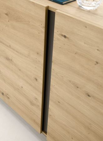 Vitrine Louna in Eiche Artisan und Graphit grau Vitrinenschrank 72 x 154 cm