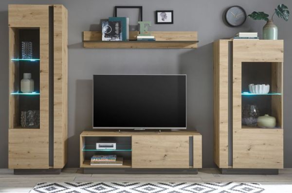 TV-Lowboard Louna in Eiche Artisan und Graphit grau TV-Unterteil 138 x 46 cm