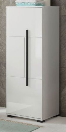 Badezimmer Midischrank Design-D in wei� Hochglanz Badm�bel Kommode 45 x 126 cm