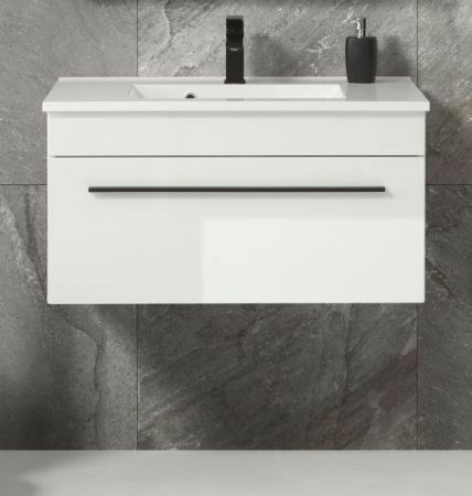 Waschbeckenunterschrank MIT Waschbecken Design-D in wei� Hochglanz Waschtisch Set h�ngend 80 x 43 cm