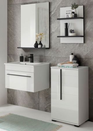 Badm�bel Set Design-D in wei� Hochglanz und schwarz Badkombination MIT Waschbecken 115 x 200 cm