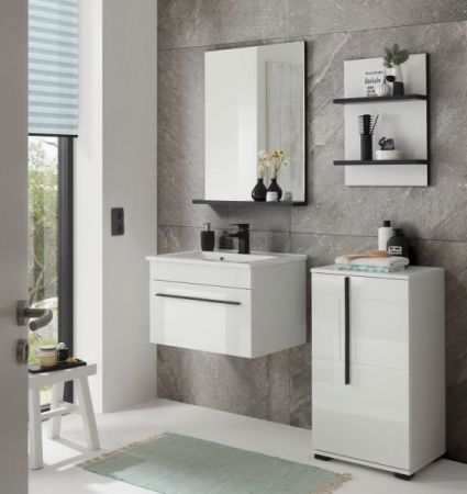 Badm�bel Set Design-D in wei� Hochglanz und schwarz Badkombination MIT Waschbecken 115 x 200 cm