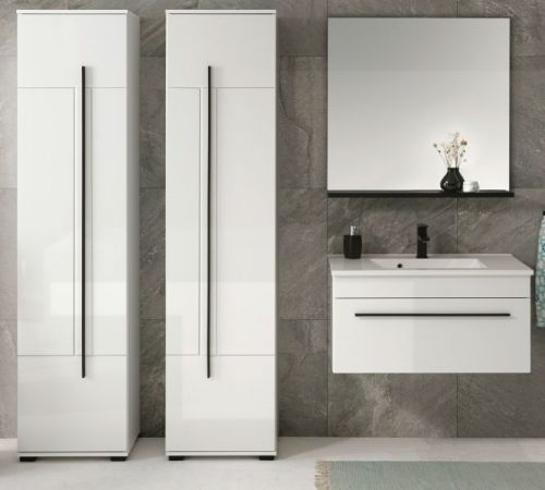 Badm�bel Set Design-D in wei� Hochglanz und schwarz Badkombination MIT Waschbecken 190 x 200 cm