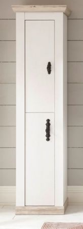 Badezimmer Hochschrank Rovola in Pinie wei� / Oslo Pinie Landhaus Badschrank 42 x 200 cm