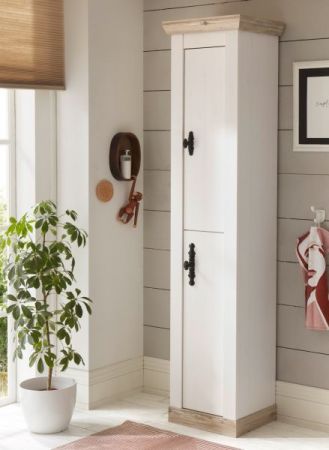 Badezimmer Hochschrank Rovola in Pinie wei� / Oslo Pinie Landhaus Badschrank 42 x 200 cm