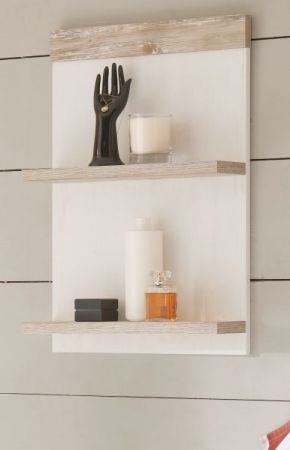 Badezimmer H�ngeregal Rovola in Pinie wei� / Oslo Pinie Landhaus Wandregal 40 x 62 cm Regal h�ngend