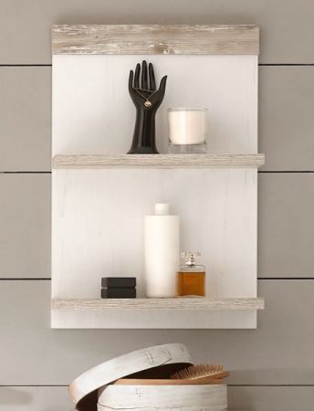 Badezimmer H�ngeregal Rovola in Pinie wei� / Oslo Pinie Landhaus Wandregal 40 x 62 cm Regal h�ngend