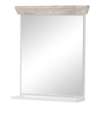 Badezimmer Spiegel Rovola in Pinie wei� / Oslo Pinie Landhaus Badspiegel mit Ablage 60 x 72 cm