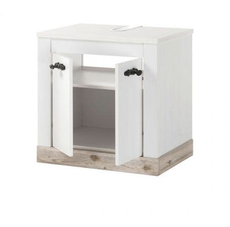 Badkombination Rovola in Pinie wei� / Oslo Pinie Landhaus Badm�bel Set 5-tlg. 184 x 200 cm