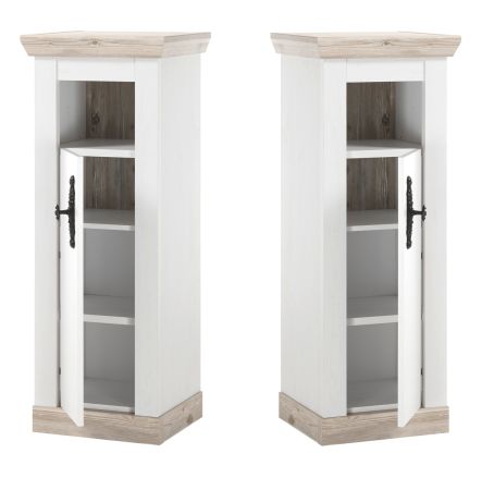 Badkombination Rovola in Pinie wei� / Oslo Pinie Landhaus Badm�bel Set 5-tlg. 184 x 200 cm