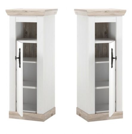 Badkombination Rovola in Pinie wei� / Oslo Pinie Landhaus Badm�bel Set 5-tlg. h�ngend MIT Waschbecken 143 x 200 cm