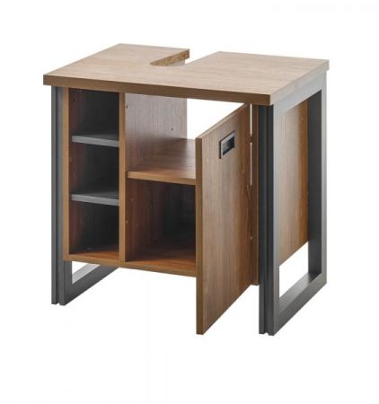 Badezimmer Waschbeckenunterschrank Auburn in Eiche Stirling und Matera grau Badm�bel Unterschrank 61 x 62 cm