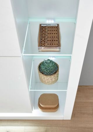 Vitrine Ladis in wei� Hochglanz Vitrinenschrank 80 x 195 cm